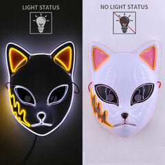 Anime Demon Slayer Kamado Tanjirou Cosplay Puku Rekvisiitta LED Hehkuva Naamio Anime Vaatteet Cosplay Sisustus Hauska EL Neon Mask hinta ja tiedot | Juhlakoristeet | hobbyhall.fi