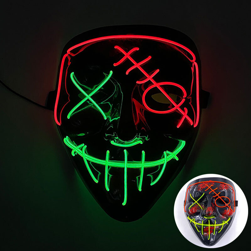 Halloween Hehkuva Pelottava Kasvonaamio Valoava LED Purge Mask Neon Light Up Horror Party Mask Cosplay-asutarvikkeet hinta ja tiedot | Juhlakoristeet | hobbyhall.fi