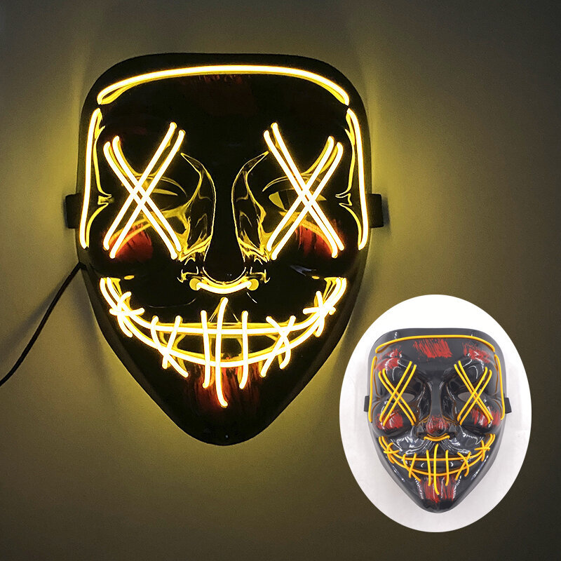 s LED Luminous Glowing Purge Mask Halloween Roolileikki Juhlapuku Rekvisiitta Yökerho Bars KTV Light Up Neon Mask hinta ja tiedot | Juhlakoristeet | hobbyhall.fi