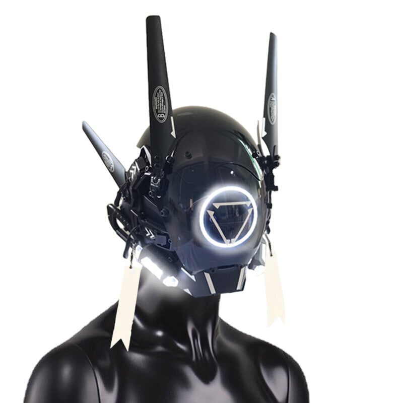 Cosplay Cyberpunk aikuisille Mekaaninen tyyli naamio Science Fiction Keltainen LED-valonauha Cool Technology Kypärä Ghostface Mask hinta ja tiedot | Juhlakoristeet | hobbyhall.fi