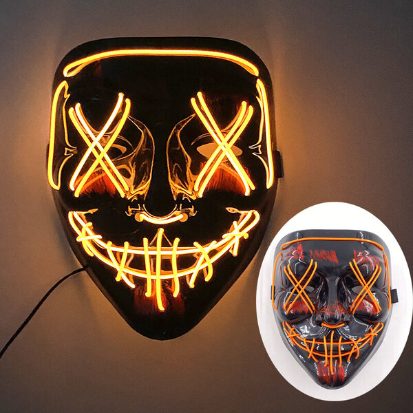 Uusi hauska LED Neon EL Wire Light Up Mask Halloween Masquerade Carnival Party Rave pääsiäisasu Cosplay hehkuva naamio