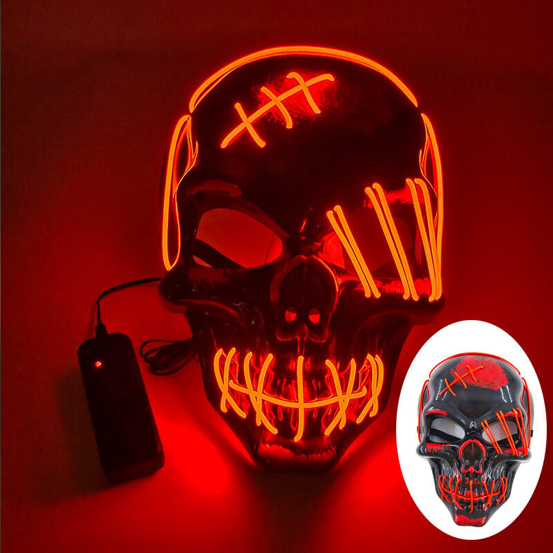 Uusi hauska LED Neon EL Wire Light Up Mask Halloween Masquerade Carnival Party Rave pääsiäisasu Cosplay hehkuva naamio hinta ja tiedot | Juhlakoristeet | hobbyhall.fi