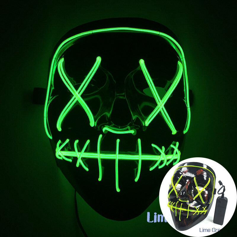 2024 Uusi Purge Neon Light Up Mask Halloween Masquerade Carnival Party Monivärinen Holiday Tunnelma Yökerho Baari Naamio hinta ja tiedot | Juhlakoristeet | hobbyhall.fi