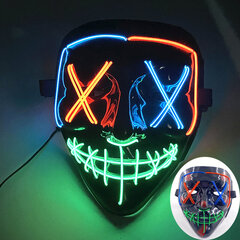 2024 Uusi Purge Neon Light Up Mask Halloween Masquerade Carnival Party Monivärinen Holiday Tunnelma Yökerho Baari Naamio hinta ja tiedot | Juhlakoristeet | hobbyhall.fi