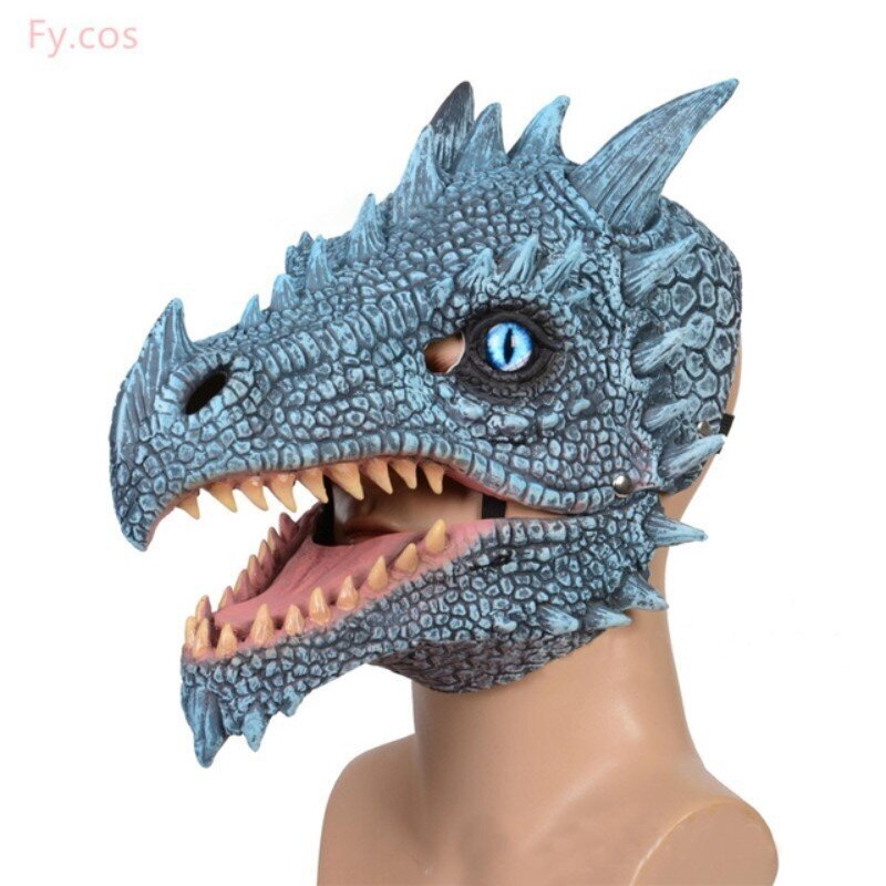 Raptor-naamio turkilla Alkuperäinen Furri Dragon Dinosaur Head Latex Mascara Cosplay Furry Animal Helmet Halloween-asu miehille hinta ja tiedot | Juhlakoristeet | hobbyhall.fi