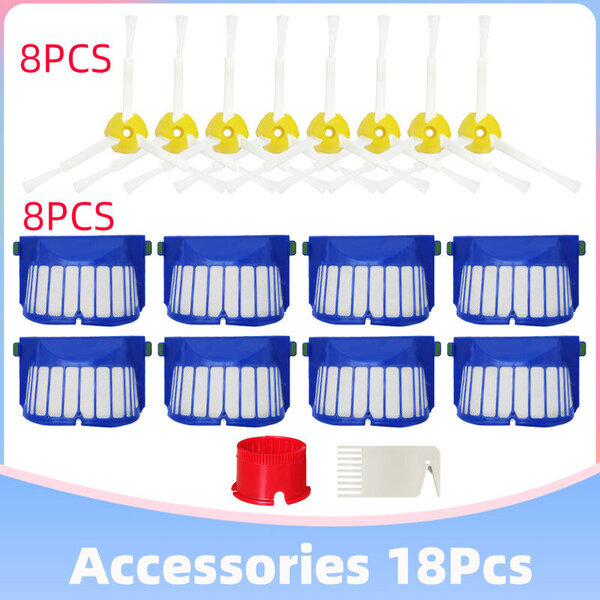 Sopii iRobot Roomba Serie 600 614 620 660 630 650 691 692 694 697 698 recambios Osat Hepa Filter Pääsivuharja Tarvikkeet Matonlakaisukoneet