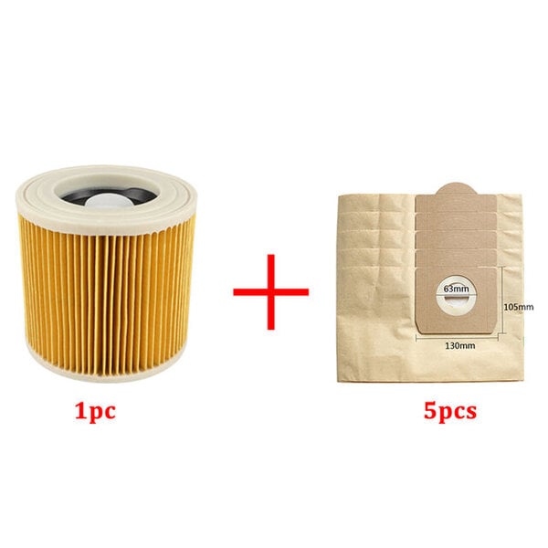 Hepa Filters Pölypussi Karcher WD3 WD3200 WD3300 MV3 SE4001 A2200 A2500 Pölynimurin tarvikkeet Varaosat Matonlakaisukoneet