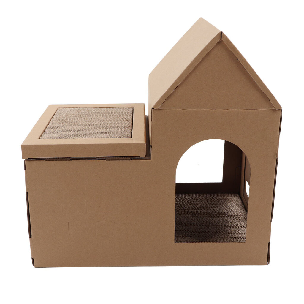 Cardboard Cat House Kaksikerroksinen suuri tilaikkuna Katto Aaltopahvi Cat Scratcher Box House hinta ja tiedot | Kissan lelut | hobbyhall.fi