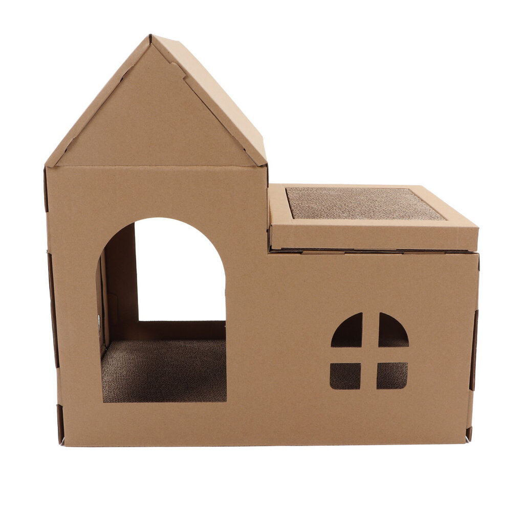 Cardboard Cat House Kaksikerroksinen suuri tilaikkuna Katto Aaltopahvi Cat Scratcher Box House hinta ja tiedot | Kissan lelut | hobbyhall.fi