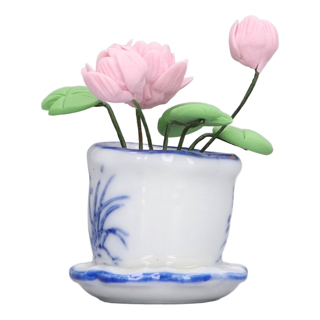 1:12 Scale Dollhouse Potted Lotus Pot Miniature Resin Decor Pieni Ruukku Lotus Pot hinta ja tiedot | Lasten leikkimökit ja -teltat | hobbyhall.fi