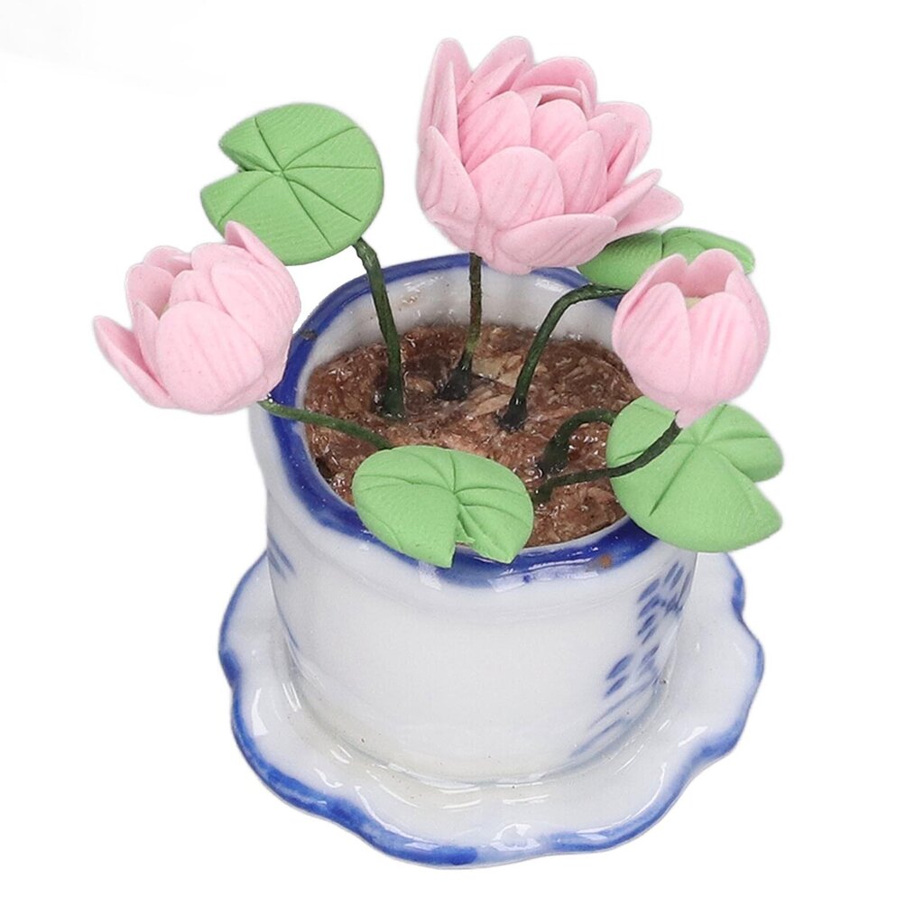 1:12 Scale Dollhouse Potted Lotus Pot Miniature Resin Decor Pieni Ruukku Lotus Pot hinta ja tiedot | Lasten leikkimökit ja -teltat | hobbyhall.fi