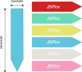 Pakkauksessa 600 säänkestävää ulkokasvitarraa, 6 väriä, 10 x 2 cm hinta ja tiedot | Puutarhatyökalut | hobbyhall.fi