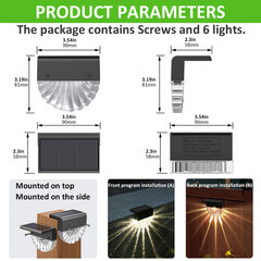 LED Solar Stair Lights Värikäs Outdoor Stair Garden Solar, 6 seinävaloa hinta ja tiedot | Lattiavalaisimet | hobbyhall.fi