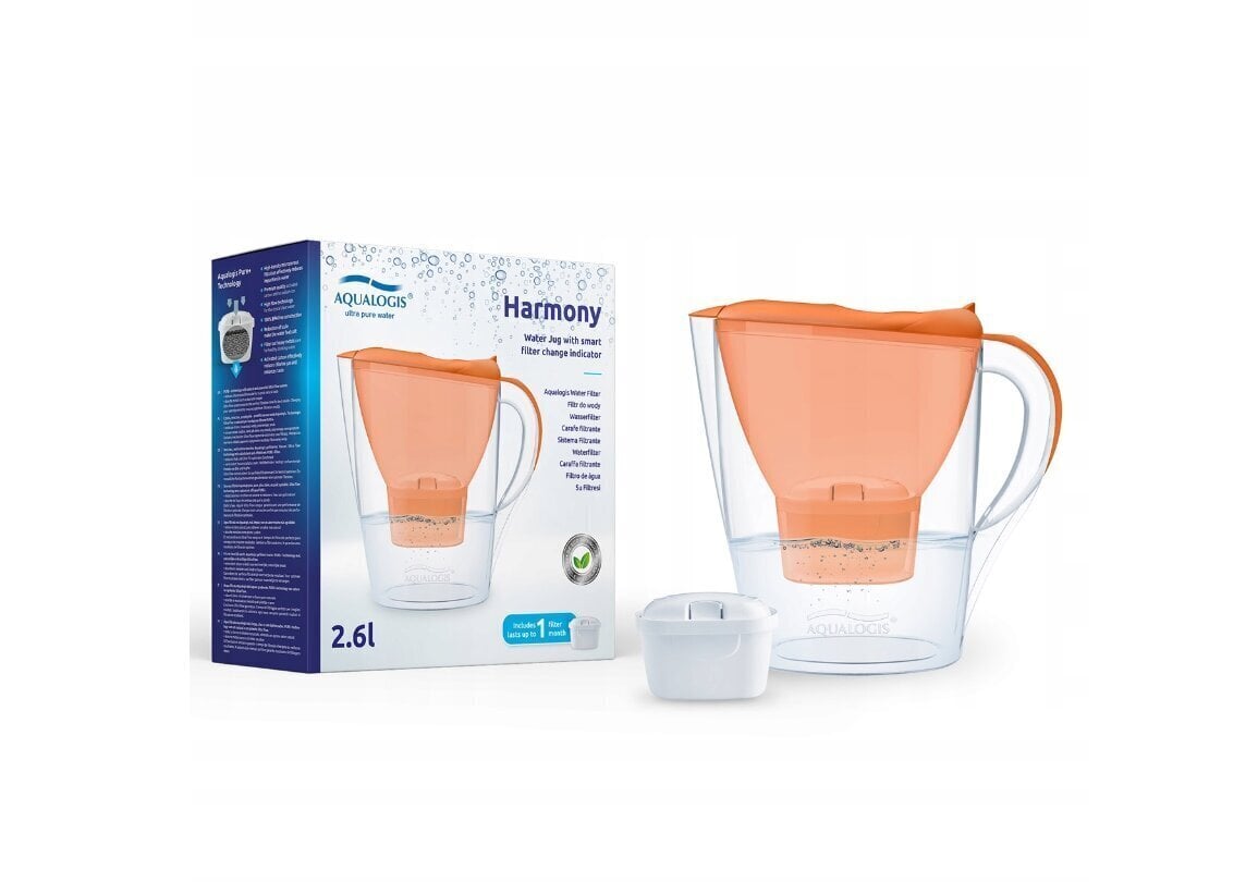 Vedensuodatinkuppi Aqualogis Harmony, 2,6L + 6 suodatinta hinta ja tiedot | Veden suodatinkannut ja suodattimet | hobbyhall.fi