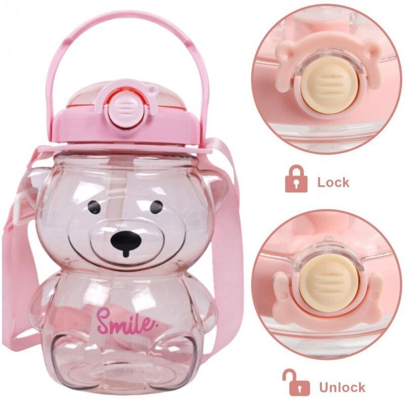 Juomapullo pidikkeellä SWEET BEAR pinkki 1000 ml hinta ja tiedot | Juomapullot | hobbyhall.fi