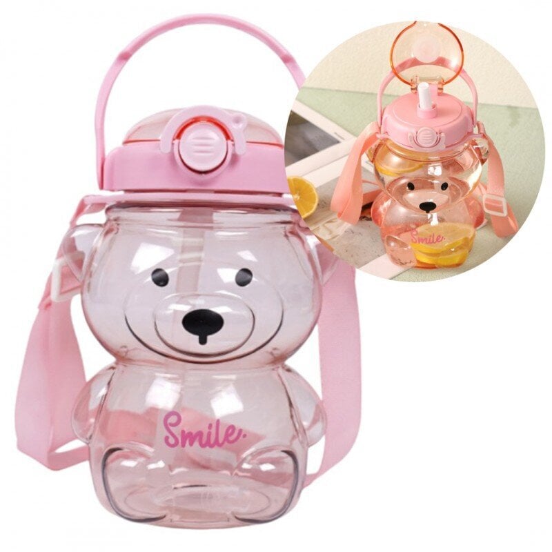 Juomapullo pidikkeellä SWEET BEAR pinkki 1000 ml hinta ja tiedot | Juomapullot | hobbyhall.fi