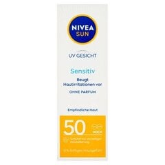 Nivea Sun Kasvovoide, rauhoittaa ärsytystä, SPF 50+, 50 ml (TUUOTE SAKSASTA) hinta ja tiedot | Kasvojen puhdistusaineet | hobbyhall.fi