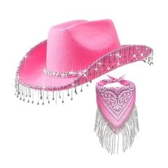 Huopa Cowgirl Hattu Glitter tekojalokivi hapsu Cowboy hattu hapsuilla Bandana Bling tupsut Halloween Cosplay Puvut Rekvisiitta hinta ja tiedot | Miesten hatut, huivit ja käsineet | hobbyhall.fi