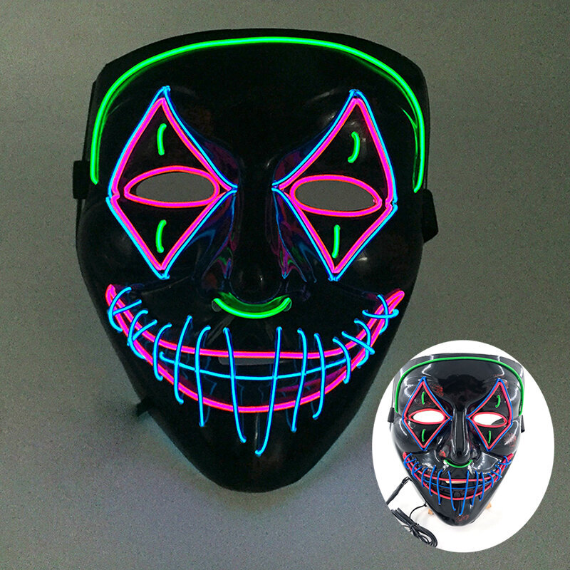 Karnevaalinaamiot Cosplay-asutarvikkeet Halloween Neon Led Purge Mask -naamio Scary Party Masks Kevyt valoisa pimeässä hinta ja tiedot | Juhlakoristeet | hobbyhall.fi