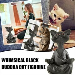 Hupaisa Buddha Cat Patsas Jooga Keräily Happy Cat Kodinsisustus, 13 cm, musta hinta ja tiedot | Verhoilukivet | hobbyhall.fi