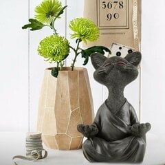 Hupaisa Buddha Cat Patsas Jooga Keräily Happy Cat Kodinsisustus, 13 cm, musta hinta ja tiedot | Verhoilukivet | hobbyhall.fi