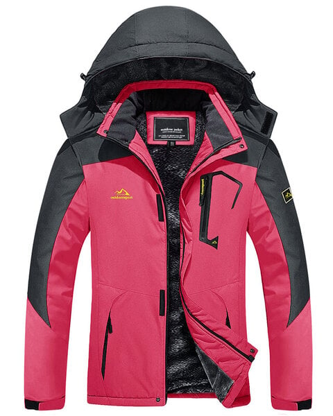 (CN S (US xS)-Rose Red) Winter Fashion Ski Lumilautatakki Naisten Thermal Fleece Vedenpitävä Kala Rentotyö Sadetakki Takki Tuulitakki Parka