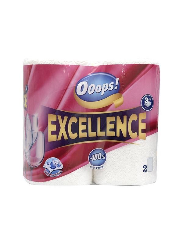 Paperipyyhkeet OOOPS! Excellence, 3 kerrosta, 2 kpl. hinta ja tiedot | WC-paperit ja talouspaperit | hobbyhall.fi