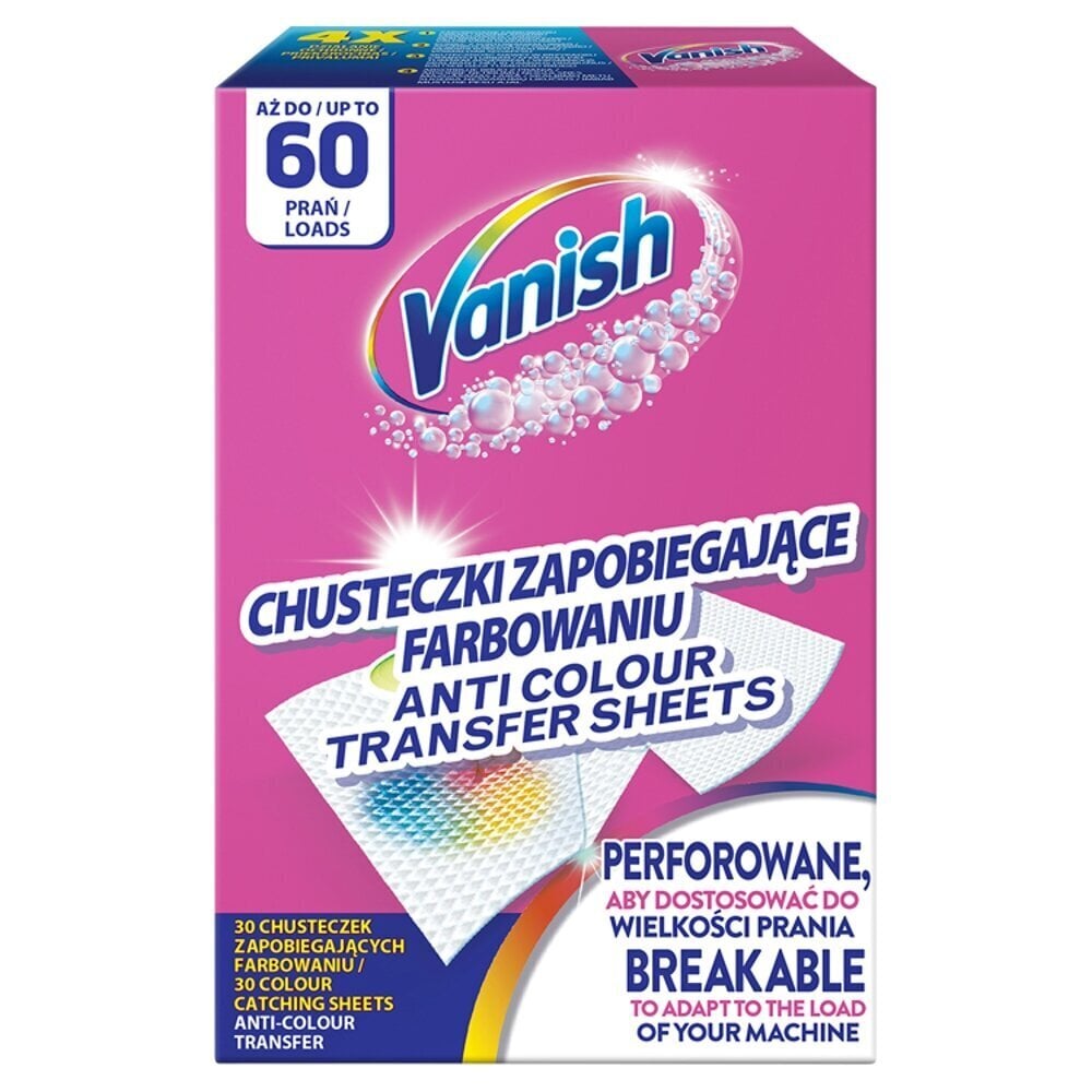 Vanish Color Protect värjäytymispyyhkeet, 30 kpl. hinta ja tiedot | Pyykinpesuaineet | hobbyhall.fi