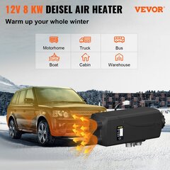 Diesel-lisälämmitin 12 V Vevor, 8 kW, musta hinta ja tiedot | Lämmittimet | hobbyhall.fi