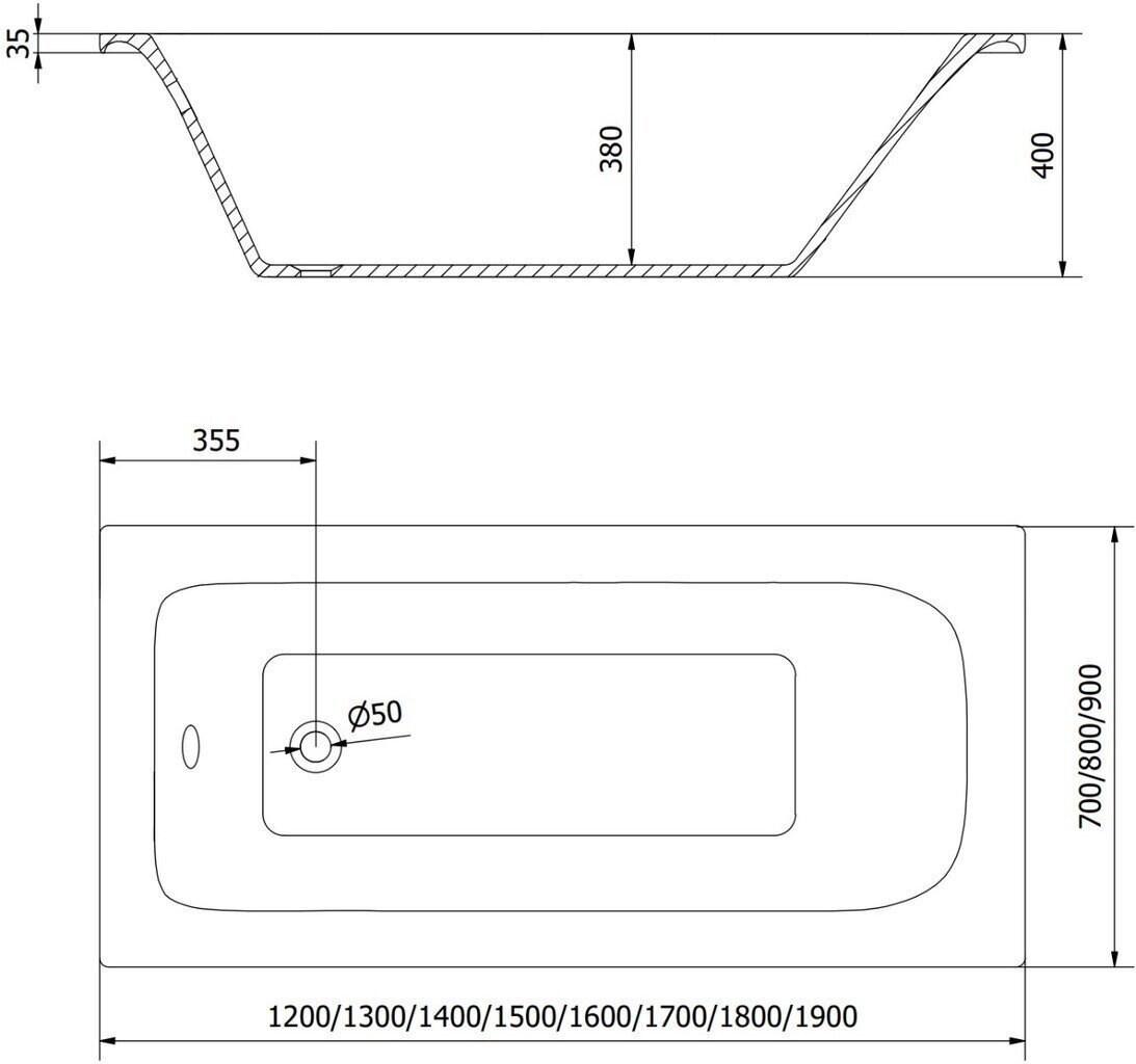 Kylpyamme Mexen Vega viimeistelyllä ja lasiseinällä, 150 x 70 cm + 120 cm (II), valkoinen + musta / läpinäkyvä hinta ja tiedot | Kylpyammeet | hobbyhall.fi