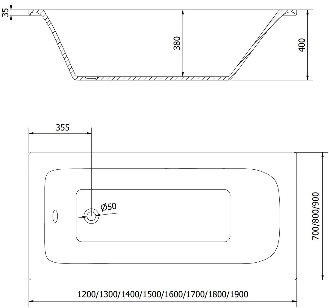 Kylpyamme Mexen Vega viimeistelyllä ja lasiseinällä, 150 x 70 cm + 120 cm, valkoinen + musta ruudukko hinta ja tiedot | Kylpyammeet | hobbyhall.fi