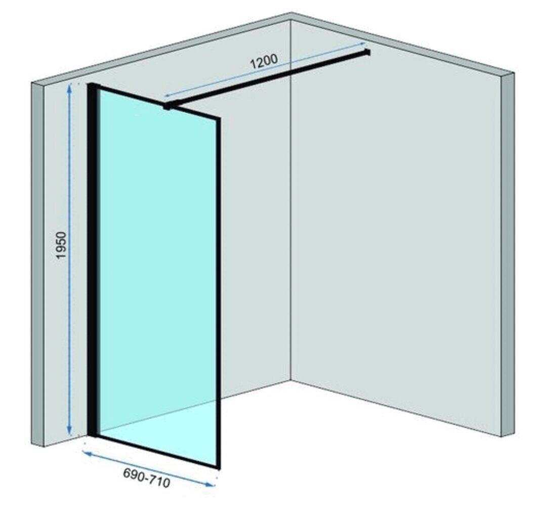 Suihkuseinä Rea Bler, musta, 70 cm hinta ja tiedot | Suihkuseinät ja -ovet | hobbyhall.fi