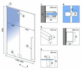 Suihkuovi Rea Fargo, Musta matto, 120 cm hinta ja tiedot | Suihkuseinät ja -ovet | hobbyhall.fi