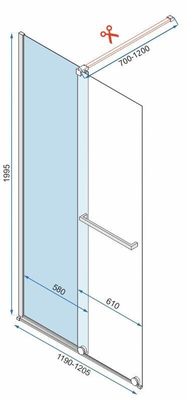 Työnnettävä suihkuseinä Rea Cortis, 120 cm hinta ja tiedot | Suihkuseinät ja -ovet | hobbyhall.fi