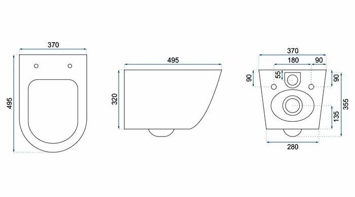 Riippuva wc Rea Carlo Mini Rimless Flat, musta hinta ja tiedot | WC-istuimet | hobbyhall.fi