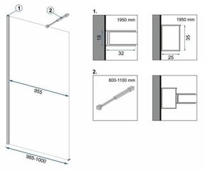 Walk-in-suihkuseinä REA Aero, musta mattapinta, 100 cm hinta ja tiedot | Suihkuseinät ja -ovet | hobbyhall.fi