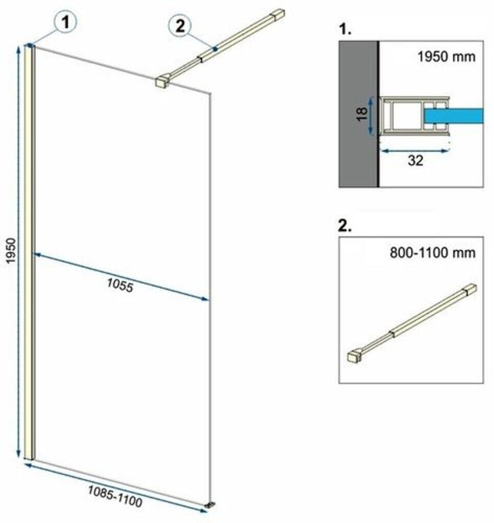 Walk-in-suihkuseinä Rea Aero, kulta, 110 cm hinta ja tiedot | Suihkuseinät ja -ovet | hobbyhall.fi