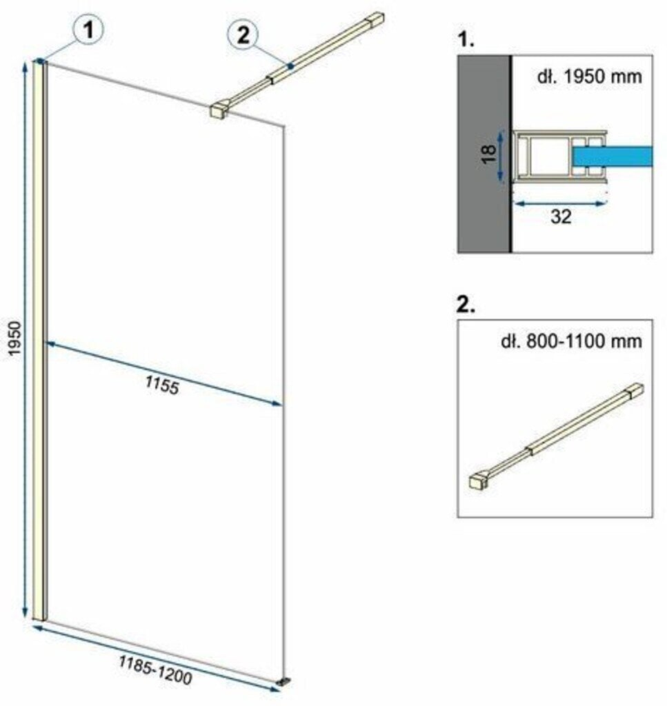 Suihkuseinä REA Aero Gold 120 cm hinta ja tiedot | Suihkuseinät ja -ovet | hobbyhall.fi