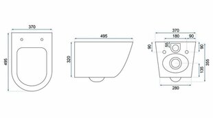 Ripustettava wc Rea Carlo Mini Rimless Flat, musta matto hinta ja tiedot | WC-istuimet | hobbyhall.fi