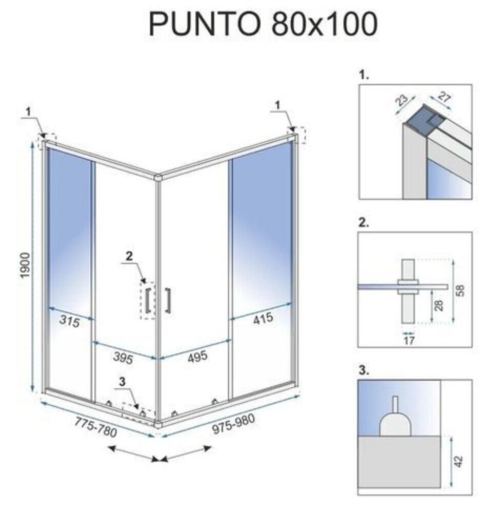 Suihkukaappi Rea Punto 80 x 100 cm hinta ja tiedot | Suihkukaapit ja suihkunurkat | hobbyhall.fi