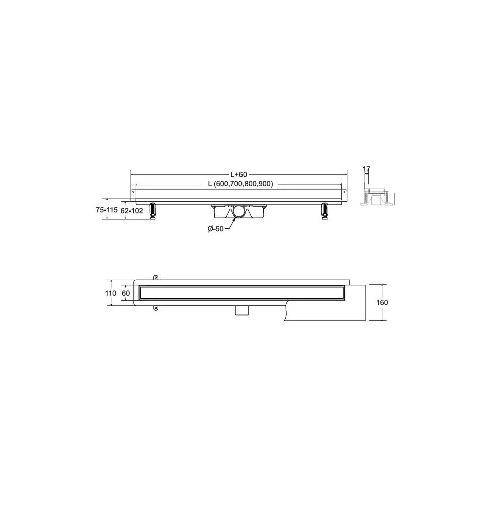 Suihkuaukko Virgo Gold Duo, 60 cm hinta ja tiedot | Lattiakaivot | hobbyhall.fi