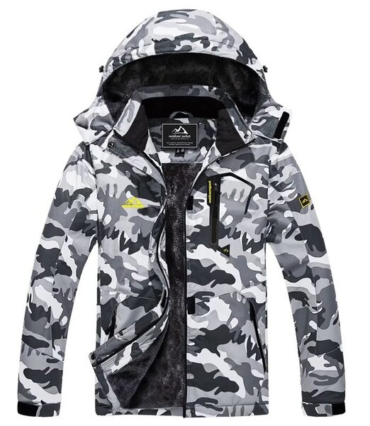 (CN 2xL (US xL)-Vaaleanharmaa Camo) Talvi muoti hiihto lumilautatakki Naisten Thermal Fleece Vedenpitävä Kala Rentotyö Sadetakki Takki Tuulitakki Parka