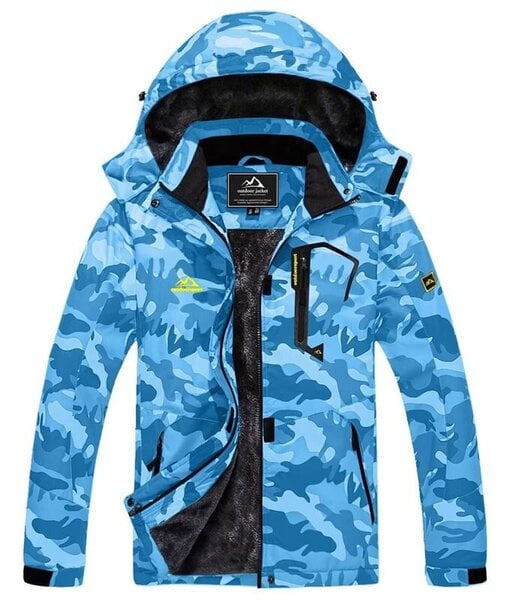 (CN 3xL (US 2xL)-Sky Blue Camo) Winter Fashion Ski Lumilautatakki Naisten Thermal Fleece Vedenpitävä Kala Rentotyö Sadetakki Takki Tuulitakki Parka