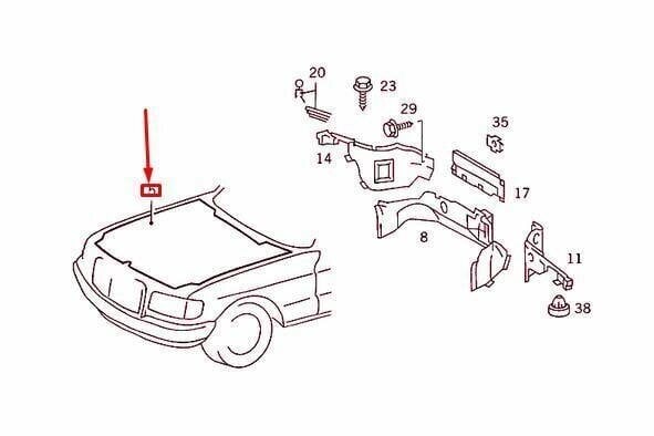 Mercedes-Benz S W126 Moottorin konepellin eristys Aito A1266800025 hinta ja tiedot | Lisätarvikkeet autoiluun | hobbyhall.fi