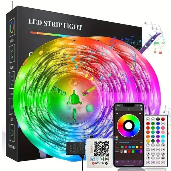 Led-valot Bluetooth Rgb-valot Led-nauhavalot 44 näppäimellä Remote Music Sync -väriä vaihtava Led-mielinauha