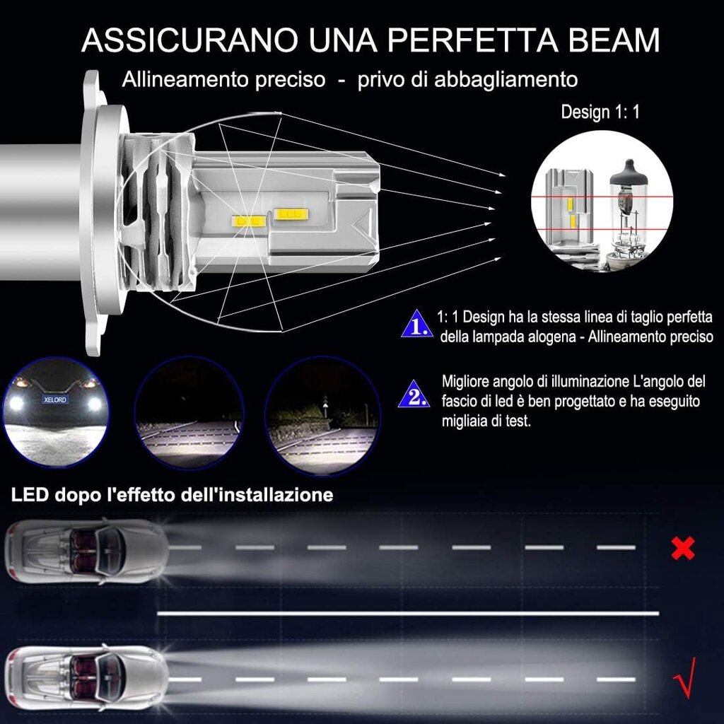 H4 LED-polttimo 6500K Auton ajovaloihin kaukovalot, varahalogeenilamppu ja ksenon-ajovalot (2kpl) hinta ja tiedot | Lisätarvikkeet autoiluun | hobbyhall.fi