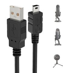 USB-mikrofonikaapeli Blue Yetille, 2m Yeti mikrofonin virtajohto USB uros-mini tiedonsiirtokaapelin johto siniselle Yeti USB-mikrofonille, sininen lumipallo Ic hinta ja tiedot | Adapterit | hobbyhall.fi