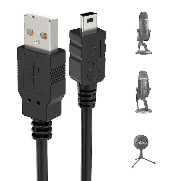 USB-mikrofonikaapeli Blue Yetille, 2m Yeti mikrofonin virtajohto USB uros-mini tiedonsiirtokaapelin johto siniselle Yeti USB-mikrofonille, sininen lumipallo Ic