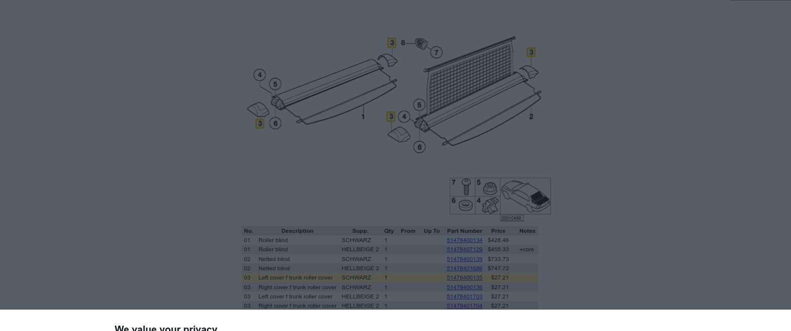 BMW:n tavaratilan kannen suojus 51478400135 Alkuperäinen hinta ja tiedot | Lisätarvikkeet autoiluun | hobbyhall.fi