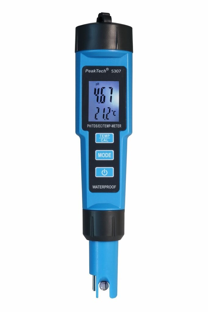 4 in 1 PH-Meter PeakTech® P 5307 PH / EC / TDS / TEMP hinta ja tiedot | Mittarit ja mittalaitteet | hobbyhall.fi